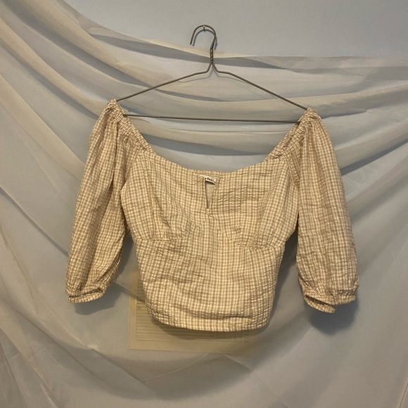 Abercrombie & Fitch Off-The-Shoulder Gingham Top - Picture 1 of 2